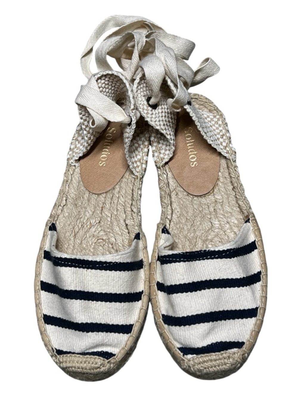Soludos NWOT navy and white striped lace up ankle espadrilles - Picture 3 of 9